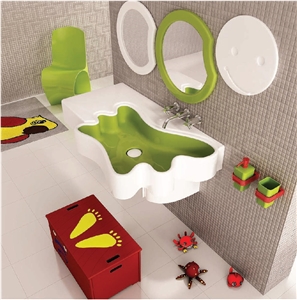 Green and White Kids Aqua Sinks & Basins