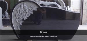 Hand-Carved Doves with Flowers - Design 454 Tombstone