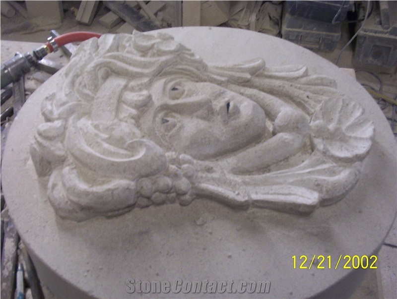 Indiana Buff Limestone Carved Athena
