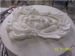 Indiana Buff Limestone Carved Athena