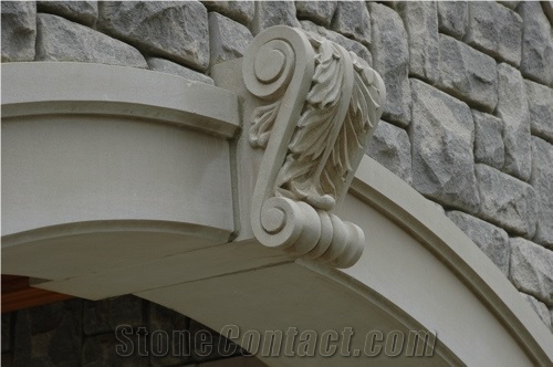 Window Surround with Custom Hand Carved Keystone and Arch