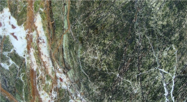 Rain Forest Green Marble Tiles & Slabs, Green Polished Marble Floor Tiles & Slabs