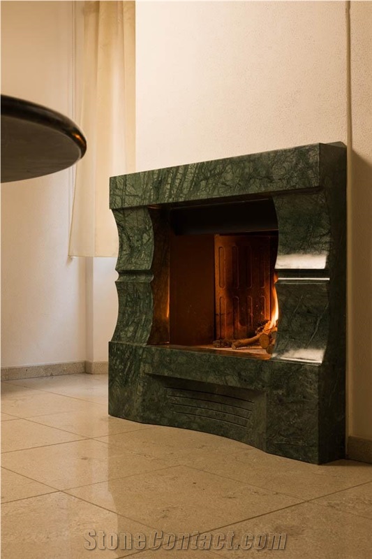 Verde Issorie Marble Fireplace Design