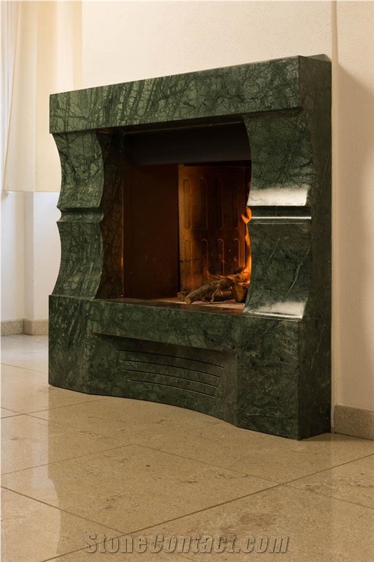 Verde Issorie Marble Fireplace Design