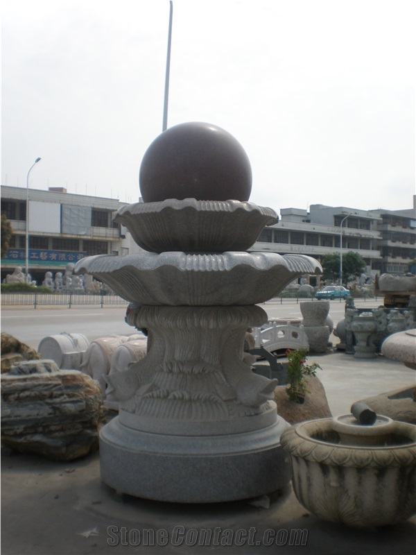 China Bally White Granite Garden Water Features, Exterior Landscaping Stones Rolling Sphere Fountains, Outdoor Sculptured Round Ball Fountain, Polished Floating Ball Fountains with Stone Base