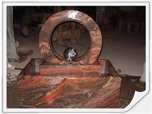 China Baoxing Red Marble Garden Water Features, Exterior Landscaping Stones Rolling Sphere Fountains, Outdoor Sculptured Fountain, Floating Ball Fountains with Stone Base