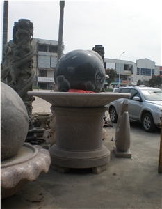 China G617 Granite Garden Water Features, Exterior Landscaping Stones Rolling Sphere Fountains, Outdoor Sculptured Round Ball Fountain, Pink Polished Floating Ball Fountains with Stone Base