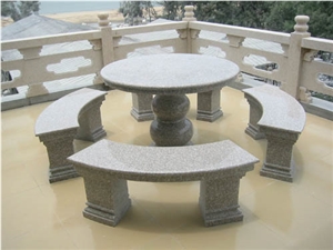 China G617 Pink Granite Garden Decoration Bench Table Sets, Outdoor Benches Tables, Exterior Stone Benches Street Furniture, Outdoor Landscaping Stones Park Chairs