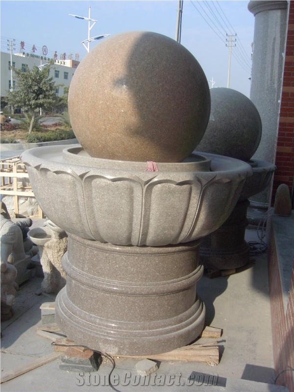 China G664 Granite Garden Water Features, Exterior Landscaping Stones Rolling Sphere Fountains, Outdoor Sculptured Round Ball Fountain, Polished Floating Ball Fountains with Stone Base