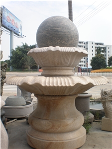 China G682 Granite Garden Water Features, Exterior Landscaping Stones Rolling Sphere Fountains, Outdoor Sculptured Round Ball Fountain, Yellow Polished Floating Ball Fountains with Stone Base