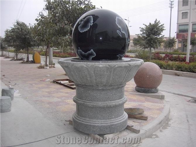 China Granite Garden Water Features, Exterior Landscaping Stones Rolling Sphere Fountains, Outdoor Sculptured Fountain, Floating Ball Fountains with Stone Base