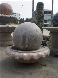 China Juparana Granite Garden Water Features, Exterior Landscaping Stones Rolling Sphere Fountains, Outdoor Sculptured Round Ball Fountain, Multicolor Polished Floating Ball Fountains with Stone Base