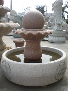 China Maple Red Granite Garden Water Features, Exterior Landscaping Stones Rolling Sphere Fountains, Outdoor Sculptured Round Ball Fountain, Red Polished Floating Ball Fountains with Stone Base