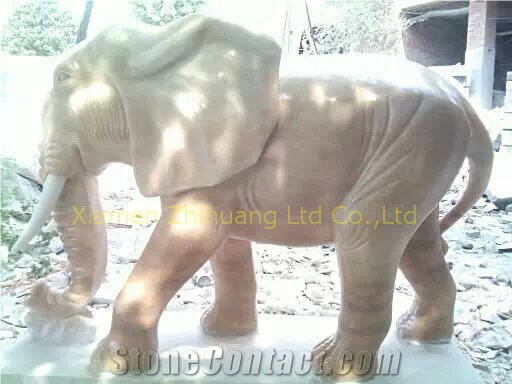 Brown Tiny Marble Animal Elephant Sculpture & Statue