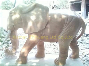 Brown Tiny Marble Animal Elephant Sculpture & Statue