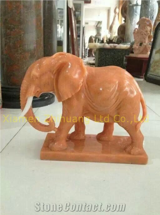 Brown Tiny Marble Elephant Sculpture, Animal Sculptures