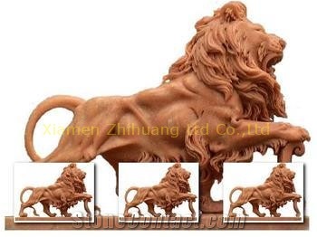 Brown Tiny Marble Lion Sculpture