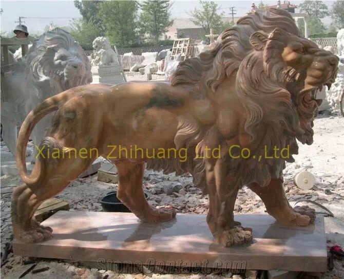 Brown Tiny Marble Lion Sculpture