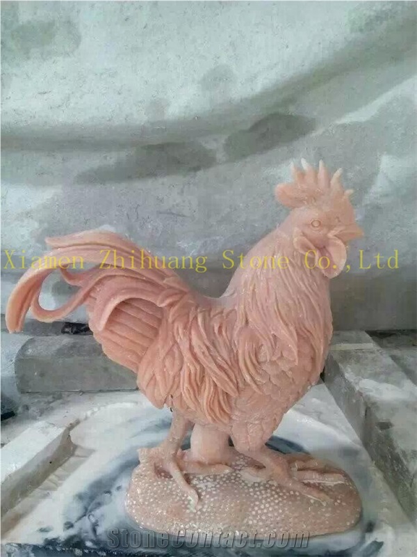 Red Agate Marble Chicken Sculpture Polished
