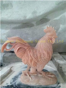 Red Agate Marble Chicken Sculpture Polished