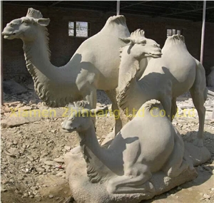 White Vein Marble Camel Sculpture, Animal Sculptures