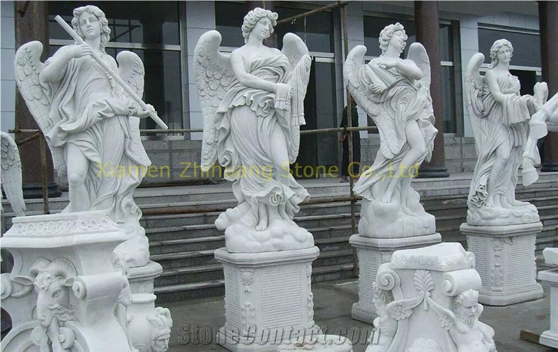 White Vein Marble Sculpture, Angel Sculptures