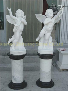 White Vein Marble Sculpture, Handcarved Sculpture, Angel Sculpture