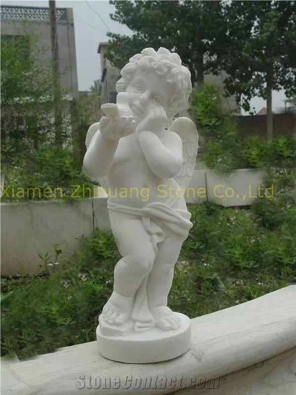White Vein Marble Sculpture, Handcarved Sculpture, Angel Sculptures