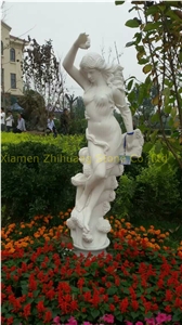 White Vein Marble Sculpture, Handcarved Sculpture