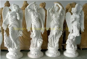 White Vein Marble Sculpture, Handcarved Sculpture