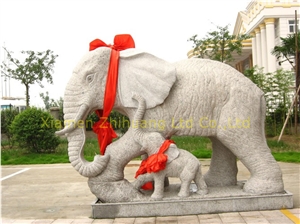 White Wave Granite Elephant Sculpture, Sculpture Ideas