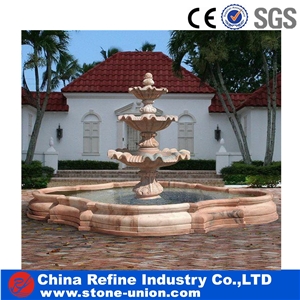 Afterglow Red Marble Fountain,Garden Water Fountain for Landscaping,Garden Fountains,Exterior Fountains,Water Features,Sculptured Fountains