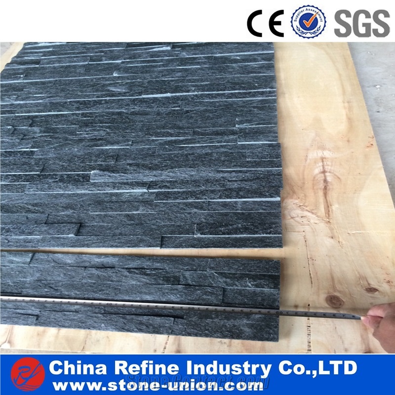 Black Artificial Stone Veneer, Culture Strip Stone For Wall Panel , Black Stone Wall Decoration,Interior Black Thin Stone Veneer,Outdoor Wall Panel