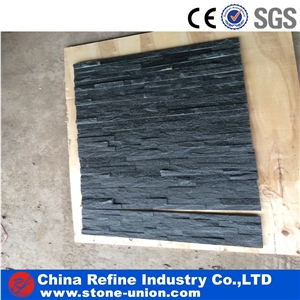 Black Artificial Stone Veneer, Culture Strip Stone For Wall Panel , Black Stone Wall Decoration,Interior Black Thin Stone Veneer,Outdoor Wall Panel