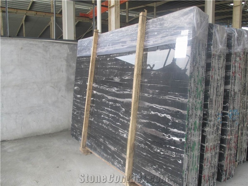 Black Silver Dragon Marble Tiles & Slabs Polish Finish , Polished Silver Marble for Modern Construction,Silver Portoro Marble ,China Black Marble