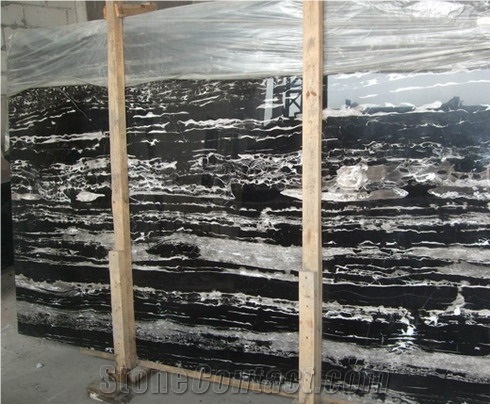 Black Silver Dragon Marble Tiles & Slabs Polish Finish , Polished Silver Marble for Modern Construction,Silver Portoro Marble ,China Black Marble