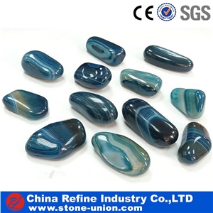 Blue Pebbles and River Pebbles , Beautiful Blue River Pebble Agate,Decorative Gravel Stones for Fish Tank Garden Water Fountain Decorations