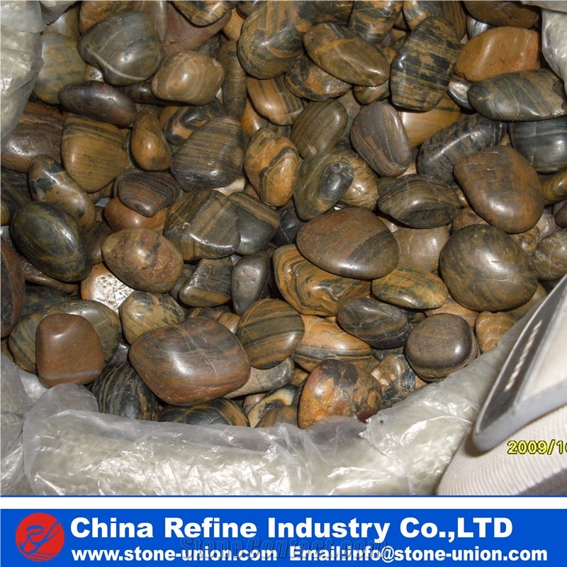 Brown Pebbles in Bulk with Vein, Polished River Stone Wholesale Cobblestone