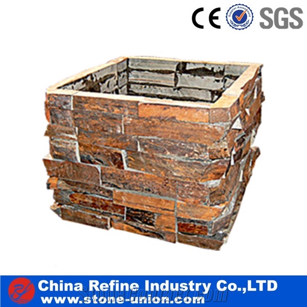 Cement Gate Posts for Garden, China Slate Cultured Stone Gate Posts,Cement Slate Pillars Column, Fence Stone Pillars Surrounds Slate Panels