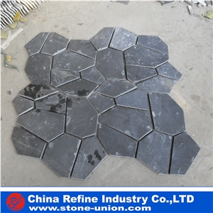 China Black Slate Random Flagstone Tiles, Natural Slate for Floor and Wall , Black Slate on Mesh , Flagstone Flooring Paving Covering,Walkway and Driveway Courtyard Pavers Artist Paving in Hot Sale