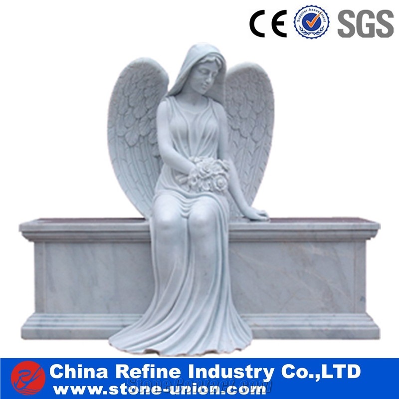 China Red Marble Angel Monument , Gravestone , Cheap Angel Tombstones from China