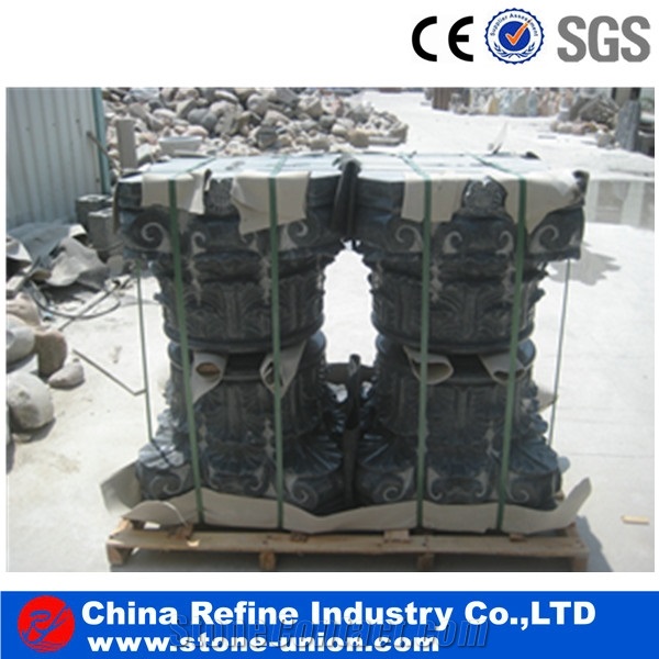 China Yellow Marble Column Base for Decorative,Sculptured Roman Columns & Exterior Landscaping Stones Column Tops & Bases