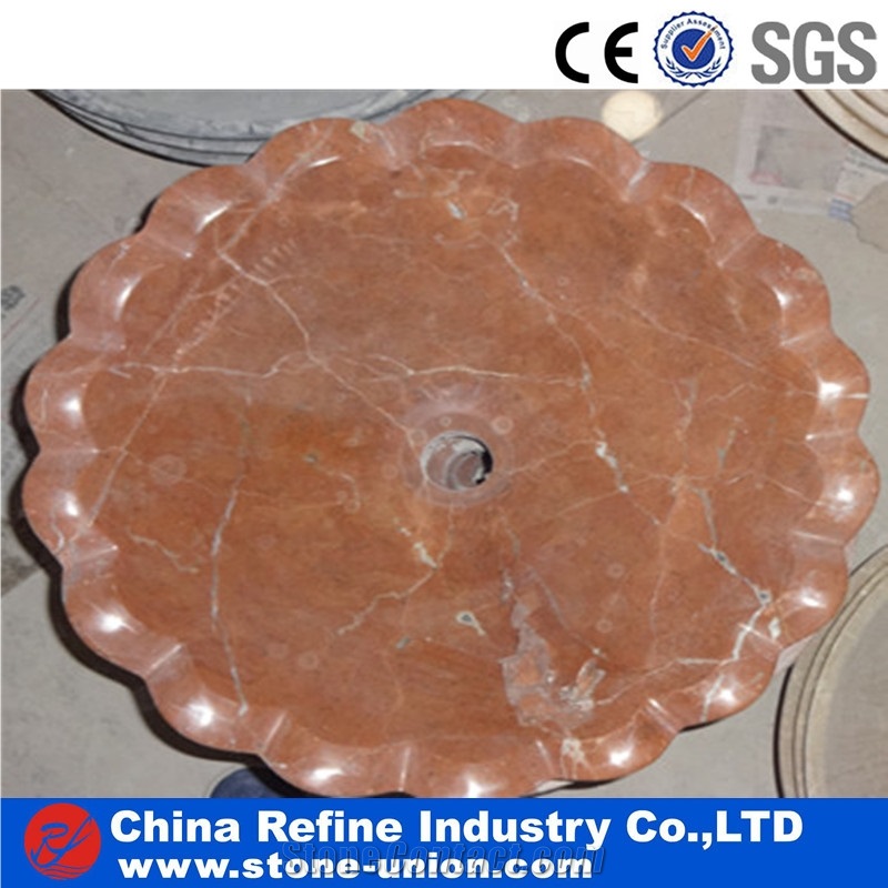 Coral Red Basin for Your Bathroom Decoration , China Coral Red Marble Sinks