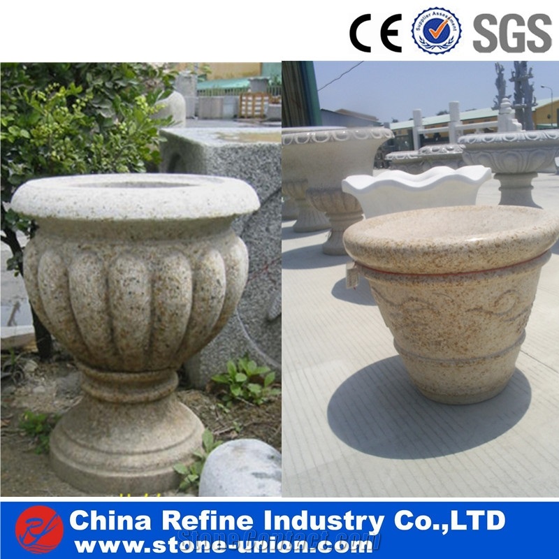 Exquisite White Marble Flower Pots, Simple and Popular Flower Pot, White Stone Planter Stand & Flower Stand & Outdoor Flower Vase & Planter Pot