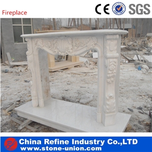 Fireplace with Carving , Wonderful Fire Place China Beige Marble Fireplace,Marble Fireplace Mantel Handcarved Flower Sculptured Fireplace