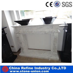 Fireplace with Sculpture, White Marble Interior Fireplace,Marble Fireplace Mantel,Fireplace Surround, Western Style Sculpture Decorative Fireplace