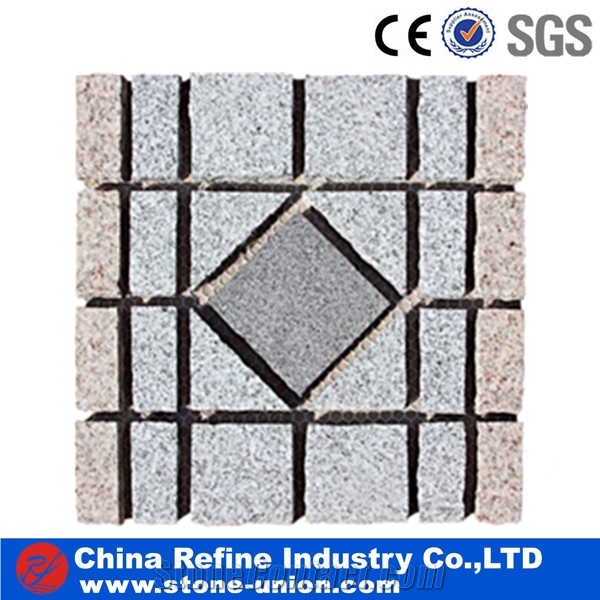 G684/G603 Cobble on Meshed, G603 Granite Cube Stone & Pavers, Patio Pavers,Stone Flooring,Walkway Pavers,Cube Stone/China Grey Granite Cobble Stone