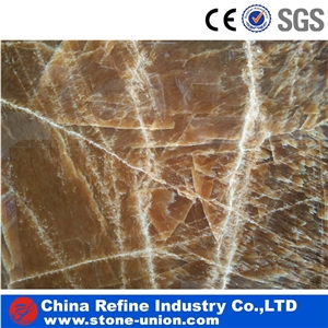 Golden Crystal Onyx Slabs & Tiles, China Brown Onyx for Counter Tops, Bar Tops, Wall Tiles, Mosaic, Sinks, Wall Panels