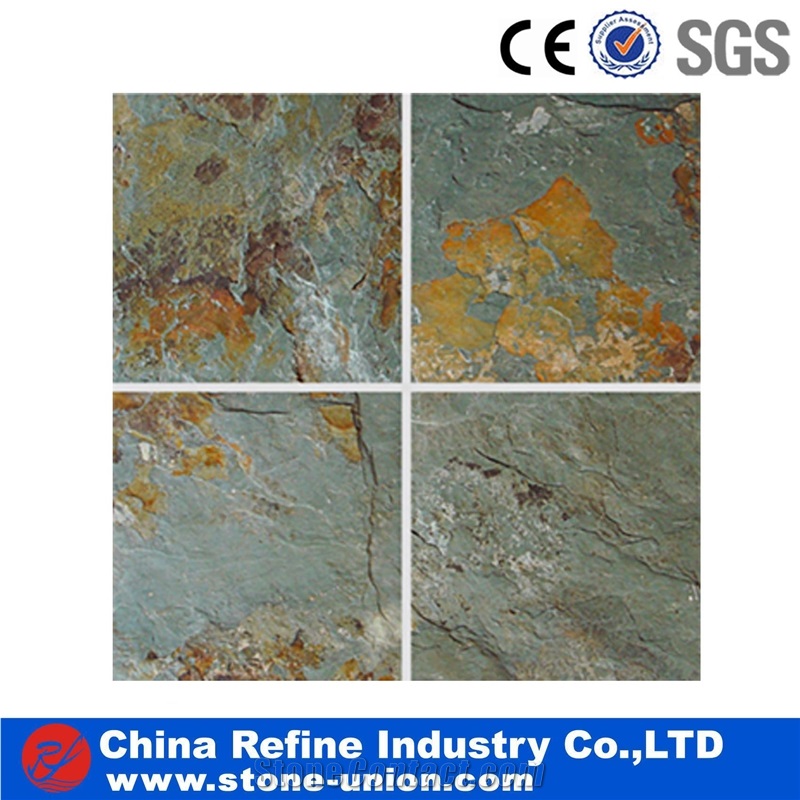 Green Rusty Cheep Natural Slate Tiles, China Green Slate