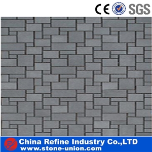 Grey Basalt Natural Surface Wall Cladding , Natural Basalt Tile, Honed Flat Small Rectangular Basalt Mosaic Tiles, Basalt Mosaic for Wall Panel